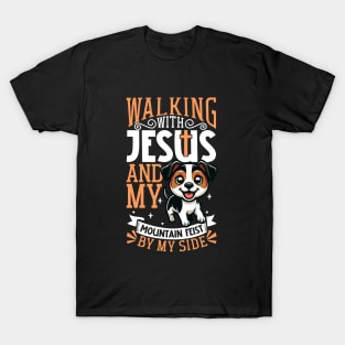 Jesus and dog - Mountain Treeing Feist T-Shirt